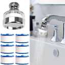 Dexspoeny 7Pcs Sink Water Filter with Filter Elements Set, Universal Sink Faucet Filter 360°Rotating, Sink Faucet Filter Removes Fluoride Hard Water, Tap Water Filter for Home Kitchen Sink