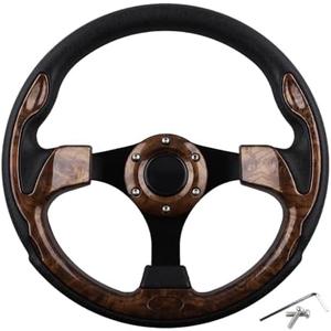 Universal Golf Cart Steering Wheel for EZGO RXV & TXT, Club Car DS and Club Car Precedent EZGO Yamaha Golf Car Accessories (Wood Grain)