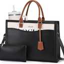 LOVEVOOK Laptop Tote Bag for Women, Office Work Bag Briefcase fit for 17.3 inch Laptop, Teacher Computer Bag Handbag,Black/Beige/Brown