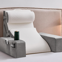 Reading Pillow for Sitting in Bed Adult, Back Pillow for Bed Sitting up with Arms, Pockets and Cup holder, Sit Up Backrest Pillows for Beds Chair Support, Rest Pillow for Gaming (Light gray, 5PCS)