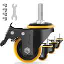 3/8 Caster Wheels Threaded Stem 2 inch, Stem Mount (3/8" -16 x 1), Swivel with Brake & Lock, Stem Casters for Wire Shelving, Heavy-Duty Mobility for Carts, or Furniture