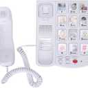 Lazmin112 Landline Telephone, Big Button Telephone Replaceable Pictures Plug and Play Corded Phone with One Touch Dial Function for Seniors