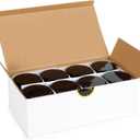 Vivaplex, Clear, 8 ounce, Round Glass Jars, with Black Lids - 8 pack