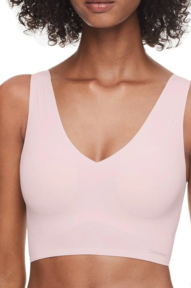Calvin Klein Women's Invisibles Lightly Lined V Neck Bralette Bra, -light pink, S