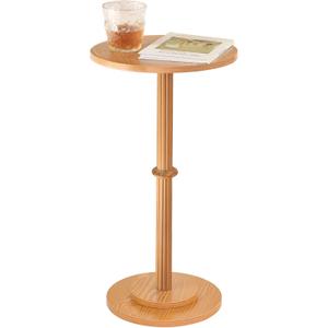 MaxSmeo Drink Table, Small Side Table for Small Spaces, Modern Round End Table with Fluted Wood Leg, Brown