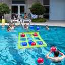 TicTac Shot Pool Toys Games Set- Tic-Tac-Toe Inflatable Pool Toy with 10 Balls - for Adults Teens Kids 2-10 Players, 56" X 54"