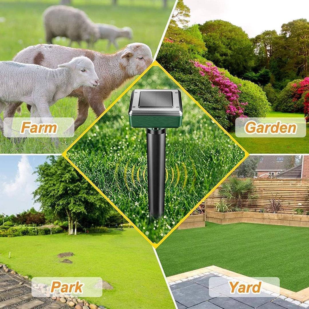 4 Pcs Solar Mole Repellent Sonic Gopher Repellent Vole Chaser Mole Deterrent Sonic Spikes Repellent Ultrasonic Pest Control Outdoor Keep Moles Out of Yard Lawn