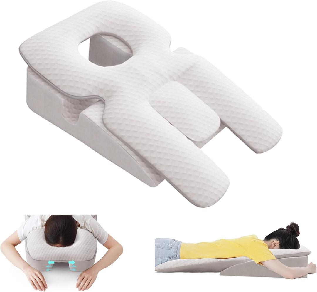Johnear Face Down Pillow for Sleeping, Sleeping Pillow for Stomach Sleeper,Face Down Pillow After Eye Surgery,Home Massage Pillow,Eye Vitrectomy Recovery Equipment Prone Pillow for Face Support (White) Johnear Face Down Pillow for Sleeping, Sleeping Pillow for Stomach Sleeper,Face Down Pillow After Eye Surgery,Home Massage Pillow,Eye Vitrectomy Recovery Equipment Prone Pillow for Face Support (White)