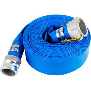 1.5" x 50 Ft Discharge Hose, Heavy Duty PVC Lay Flat Water Backwash Hose,Durable Pool Drain Hose with Aluminum CE Fittings for Water Pump And Filters