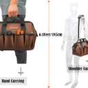 WELKINLAND 17-Pockets Electrician Tool Bag, 14" Portable tool bag, Brown heavy-duty tools bags for men, Mechanics tools bag with shoulder strap