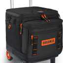 Soft Cooler with Wheels, 60-Can Wheeled Cooler with Handle, Leak Proof Rolling Cooler Insulated Bag with All-Terrain Cart, Collapsible Rolling Ice Chest for Beach Picnic Camping Grocery (Black/Orange)