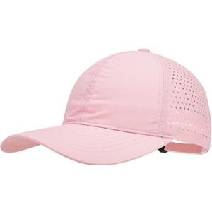 4-Panels Perforation Performance Hat - Lightweight Breathable for All Sports (Pink)