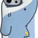 Cute Silicone Case for iPhone 16 6.1''Cool Fun 3D Cartoon Blue Shark Kawaii Phone Case Soft Rubber Bumper Funny Cover for iPhone 16