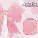 Pink Bow Wooden Hanging Sign for Girls Room - Cute Bow Decor with Ribbon for Door Wall Bedroom - Preppy Coquette Girly Decor for Dorm Nursery Bathroom Apartment - Housewarming Gift for Her
