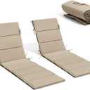 Crestlive Products Chaise Lounge Cushion Outdoor Set of 2 72''Lx21''W, Waterproof Foldable Patio Lounge Chair Cushions with Straps, Lounger Cushions for Outdoor Furniture, Lawn, Pool, (Beige)