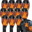 12 - piece LED Solar Flashing Flame Lights, Automatic Switch, Waterproof, Rechargeable, Holiday Atmosphere Lighting and More uses (12 Ambient Lights - Upgrade)