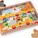 Melissa & Doug Happy Hens Push to Pop Wooden Puzzle, Montessori-Inspired Toddler Puzzles with Magnetic Pieces and Colorful Puzzle Board, Preschool Toys for Girls & Boys Ages 18 months+ - FSC Certified
