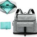 MOMINSIDE Diaper Bag Backpack, Small Diaper Bag, Mini Baby Diaper Bag with 12 Pockets, 4 Insulated Pockets, Changing Pad, Stroller Straps (Grey)