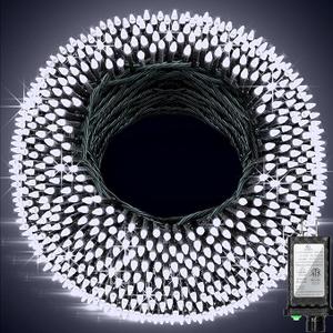 1500 LED 470FT Christmas String Lights, 12 Modes and Timer Memory Dimmable, Plug in Outdoor Waterproof Dark Green Wire Twinkle Fairy Light for for Xmas Yard Tree Wedding Party Outside Decor Cool White