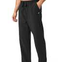 Pudolla Men's Cotton Yoga Sweatpants Athletic Lounge Pants Open Bottom Casual Jersey Pants for Men with Pockets (Black, L)