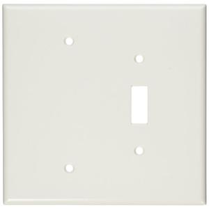 Leviton 2-Gang Combination, 1-Toggle 1-Blank Wallplate, Oversized, Thermoset, 88106, White