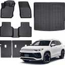 Floor Mats & Cargo Liner with Backrest Mats Compatible with 2025 Volkswagen Tiguan 5 Seats,All Weather Protection,Anti-Slip TPE Floor Mats & Trunk Mat for 2025 VW Tiguan Accessories