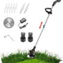 12V Garden Strimer Cordless Electric Metal Blade Strimer Grass Trimmer with Lithium Battery Fast Charger for Garden Weeding Weeds Flower Trees (1pcs Battery, A) (1pcs Battery B)