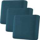 H.VERSAILTEX Super Stretch Individual Seat Cushion Covers - Sofa & Couch Cushion Slipcover Sets - Thick Jacquard Textured Twill Fabric (3 Piece XL Sofa Cushion Covers, Deep Teal)