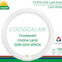 8 inch FC8T9/CW 22W Cool White Circular Fluorescent Light Bulb, Round T9 22 Watt Circline Fluorescent Lamp Bulbs 4100K 1350 Lumens, G10q 4 Pin Base, 2 Pack