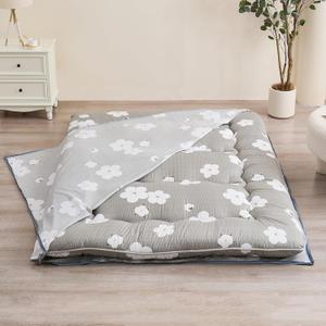 Futon Mattress Cover, Zippered Japanese Floor Mattress Protector, Machine Washable (Grey Cotton, Queen)