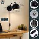Plug in Wall Sconces Set of 2, Adjustable Angle Black Wall Lights with Plug in Cord & On/Off Switch, Bedside Wall Mounted Lamp with Globe Shade for Bedroom Living Room Bathroom(2 Bulbs Included)