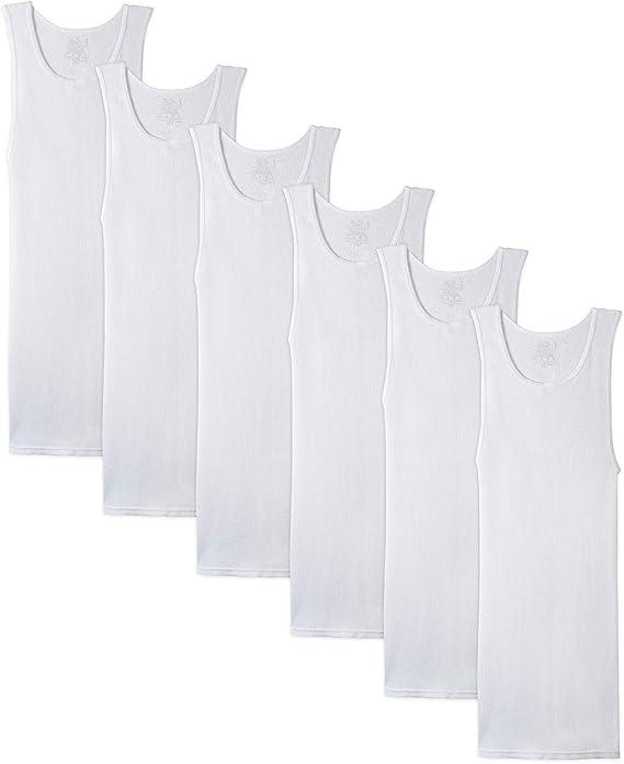 Men's 100% Cotton Multipack Classic Rib Tank Top A-Shirts, XL