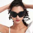 ICARA Oversized Fashion Sunglasses for Women Men Chic Y2k Style Curved Wrap-Around Oval Sun Glasses