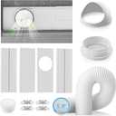 YJHome Portable AC Window Vent Kit with 5.9" Exhaust Hose & Universal Coupler, Air Conditioner Window Seal Kit with Plates, Upgraded Rain Cover, Portable Air Conditioner Window Kit for Sliding Window