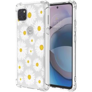 for Moto One 5G Ace Moto G 5G Case with Transparent Flower Pattern,Soft TPU,Thin Lightweight,Shockproof,Anti-Scratch Protective Phone Cover for Motorola One 5G Ace,Daisy