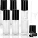 6 Pcs 30ml/1oz Pump Dispenser Refillable Glass Foundation Dispenser Round Lotion Dispenser for Cosmetic Foundation Samples Emulsion - Frosted