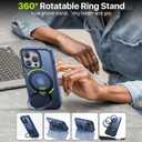 QTlier case for iPhone 14pro, 360 Rotatable Ring Stand, Raised Camera Frame, Shockproof with MagSafe Blue