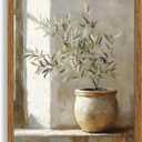 AVECCO Framed Vintage Olive Botanical Tree Canvas Wall Art, Rustic Farmhouse Wall Decor, Unique Plant Art Prints for Bathroom Bedroom Living Room Office Home Kitchen Decoration Ready to Hang 16x24 In
