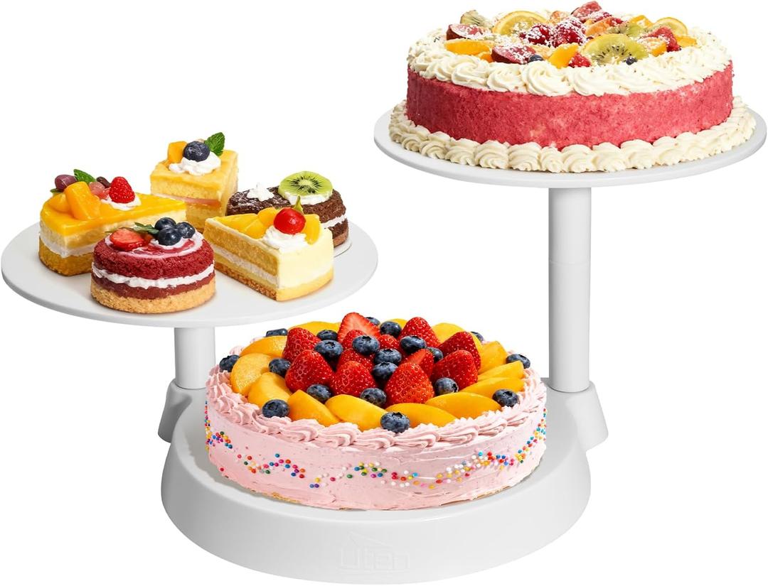 Uten 3 Tier Cupcake Stand, Plastic Cake Stand with 11 Tier Serving Tray, 38-Capacity Cupcake Tower, Cake Holder for Christmas Party, Weddings, Birthdays, Baby Showers, White