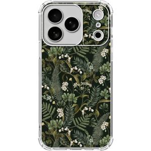 Green Botanical Plants Phone Case Compatible with iPhone 17 Pro, Nature Floral Leaves Cover for iPhone 17 Pro, Soft Trendy Design TPU Bumper Cover Case