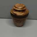 Decorative Wooden Cremation Urn with Black Accent Rings, Large Handcrafted Memorial Vase