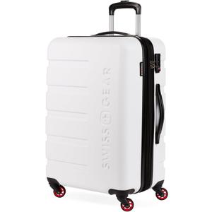 SwissGear 7366 Hardside Expandable Luggage with Spinner Wheels, White, Checked-Medium 23-Inch