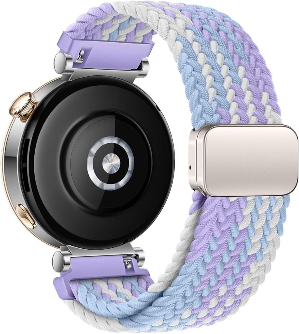 18mm Braided Bands for Garmin Venu 3S 2S/Venu 4 41mm/Vivoactive 4S/Vivomove 3S/Forerunner 265S/255S Band Women,18mm Quick Release Magnetic/Parachute Buckle Woven Fabric Nylon Sport Watch Strap Magnetic Violet