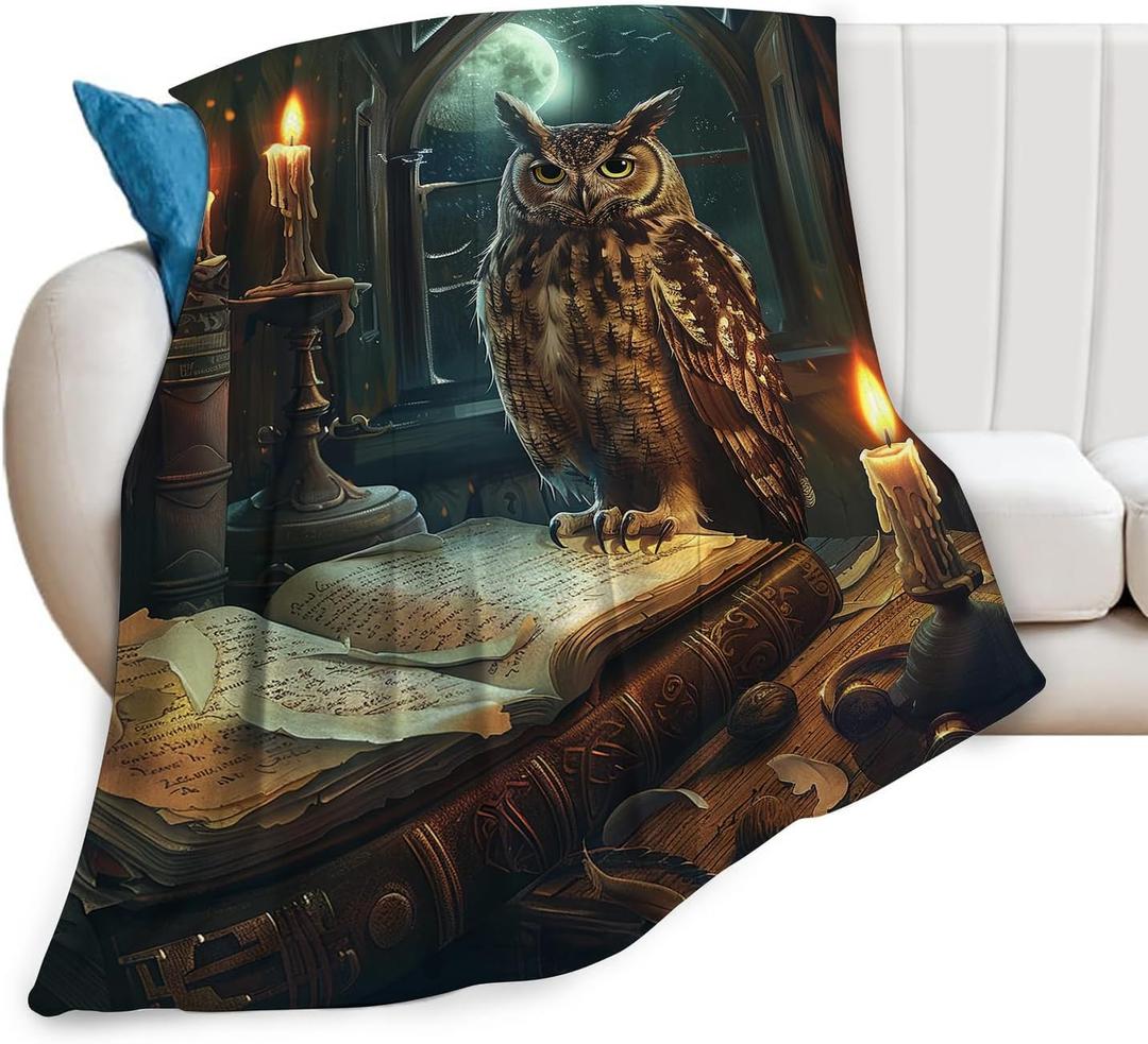 Baegopa Owl Blanket Owls Gifts for Women Girls Book Throw Blanket Cozy Plush Fleece Flannel Lightweight Fuzzy Party Blankets for Bed Decor 50"X40"
