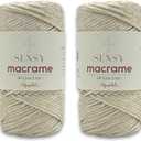 2 Skeins of Sensy Premium 3mm 120 Yards Polyester Rope 90% Polypropylene 10% Polyester Cord Macrame Cord 3mm Crochet Bag Cord Macrame Rope Crochet Thread Gift for Knitter (Ecru Sparkle)