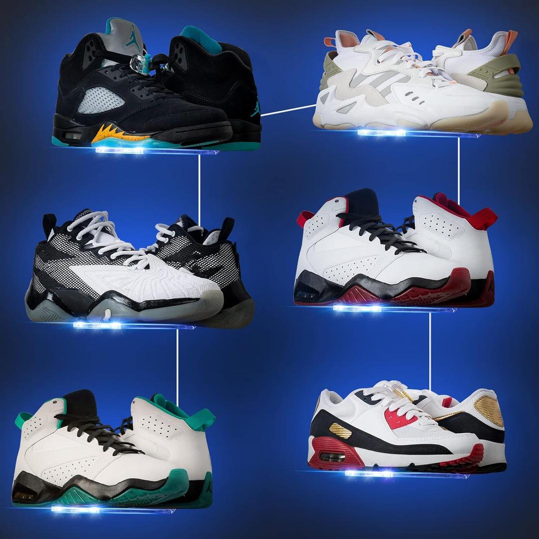 OAPRIRE Floating Shoe Display Shelf Set of 6 with Lights, Glow Color Changing Wall Shelf, Sturdy and Easy to Install Levitating Sneaker Shelves, Your Top Shoes for Bedroom, Hallways, etc Clear (Non-APP Control of Light)