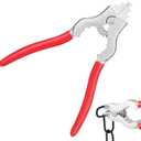 Feekoon Chain Pliers, 7 Inch Fixture Link Pliers, Malleable Iron Chain Pincers, Opener Closer Remover Pincers, Light Link Tool with Rubber Grip for Chandelier Shackle Light Fixture Accessories, Red