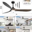 72 inch Outdoor Ceiling Fans with Lights,Smart Wood Large Ceiling Fan for Alexa,Google & APP Control,Indoor/Outdoor,3 Blades,3CCT Dimmable,Deep Brown Walnut,Downrod Mount for Patio Porch