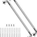 2 Pack 32 Inch Anti Slip Shower Grab Bar Handles, ZUEXT Chrome Stainless Steel Knurled Bathroom Balance Bar, Safety Hand Rail Support,Handicap Elderly Injury Senior Assist Bath Handle(1.25" Diameter)