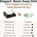 DOXOLOGY Black Marble Soap Dish Bathroom Organizer - Resin Soap Dish with Rectangular Design 3.7" L x 2.8" W - Self Draining Soap Dishes Keeps Countertop Neat - Marble Look Soap Tray for Sink